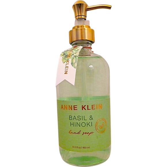 Anne Klein Luxury Spa Basil & Hinoki Scented Liquid Hand Soap 16.9 oz. Glass Jar - Picture 1 of 6